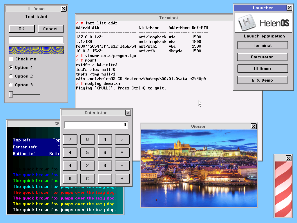 HelenOS all-in-one with new GFX-based GUI (display server, libui)