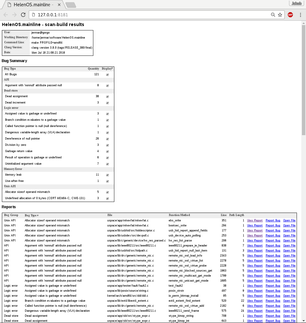 Clang analyzer report Clang analyzer report